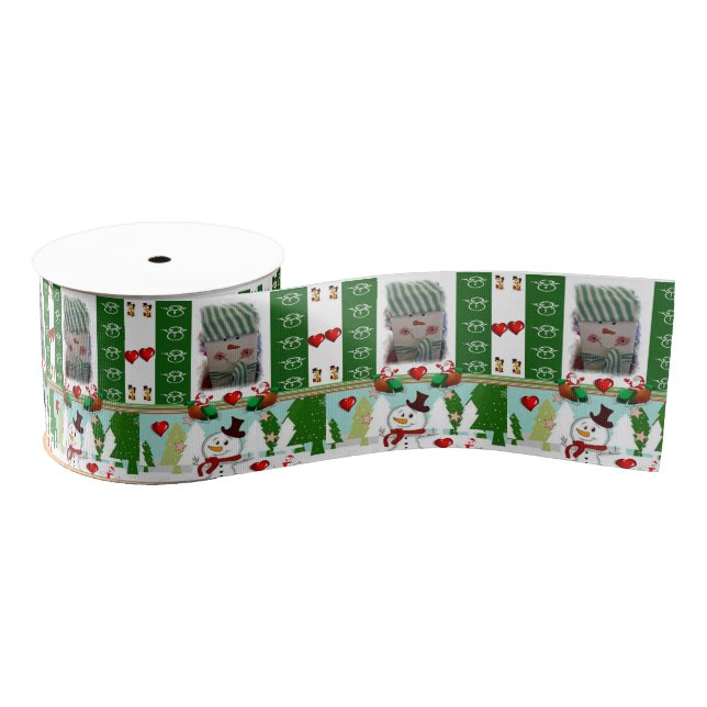 Christmas Decorative Ribbon, Snowman Grosgrain Ribbon (Spool)