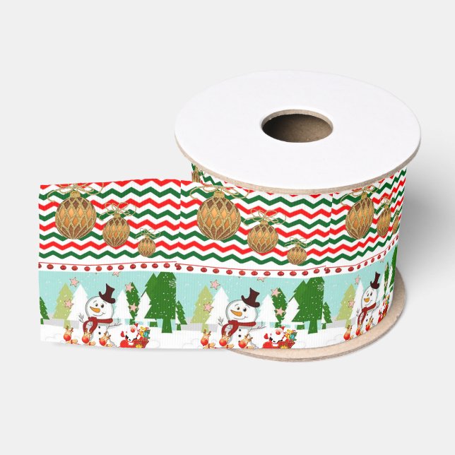 Christmas Decorative Ribbon, Snowman Grosgrain Ribbon (Spool)