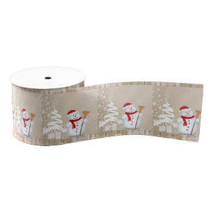 Christmas Decorative Ribbon, Snowman Grosgrain Ribbon