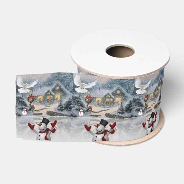 Christmas Decorative Ribbon, Snowman Grosgrain Ribbon (Spool)