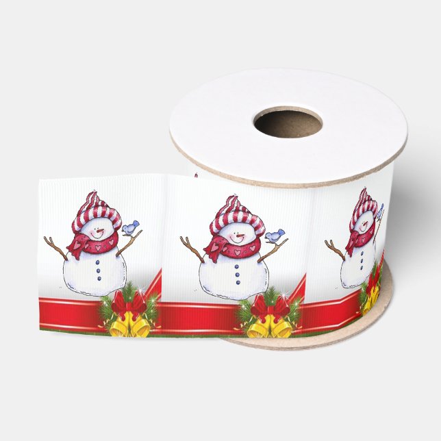 Christmas Decorative Ribbon, Snowman Grosgrain Ribbon (Spool)