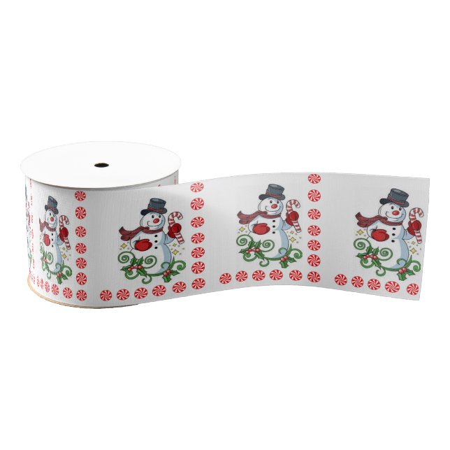 Christmas Decorative Ribbon, Snowman Grosgrain Ribbon (Spool)