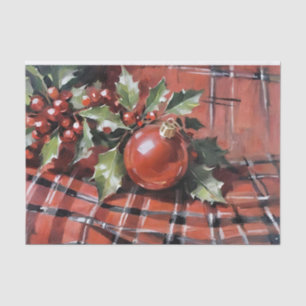 Christmas Decoupage Holly and Ornaments Tissue Paper