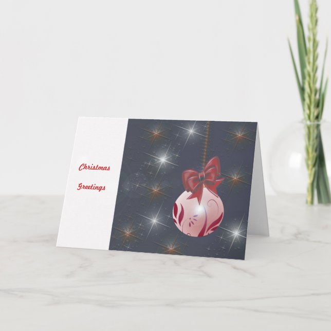 Christmas Deep Red Greetings Card (Front)