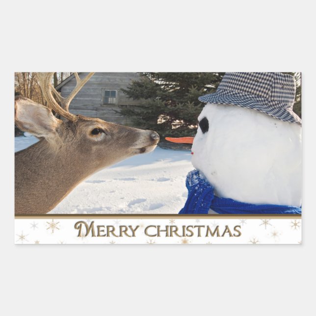 Christmas Deer and Snowman Sticker (Front)