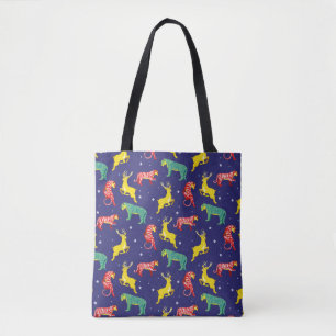 Christmas deer and tiger. Colour trends!_ Tote Bag