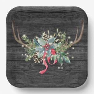Christmas Deer Antlers with Lights  Paper Plate