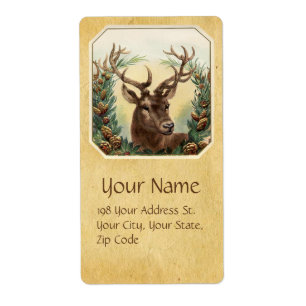 CHRISTMAS DEER AVEC PINE CROWN PARCHMENT