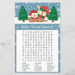 Christmas deer Baby Shower Word Search Game