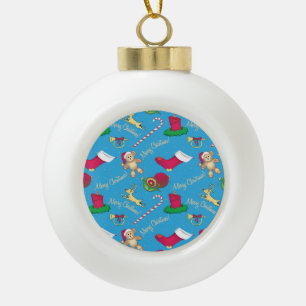 Christmas deer,bear and candle ceramic ball christmas ornament