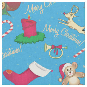 Christmas deer,bear and candle fabric