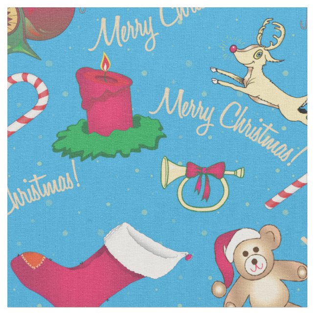 Christmas deer,bear and  candle fabric (Close Up)