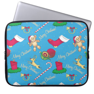 Christmas deer,bear and candle laptop sleeve