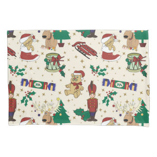 Christmas deer,bear,cat and Nutcracker Pillowcase