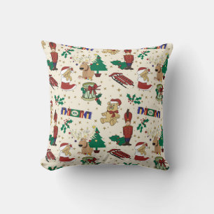 Christmas deer,bear,cat and Nutcracker Throw Pillow