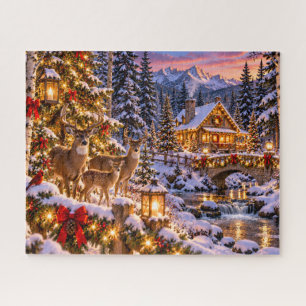 Christmas Deer Cabin Jigsaw Puzzle