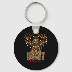 Christmas Deer Camouflage Hunting Camo Reindeer &a Keychain