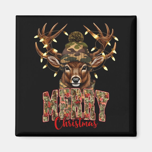 Christmas Deer Camouflage Hunting Camo Reindeer &a Magnet