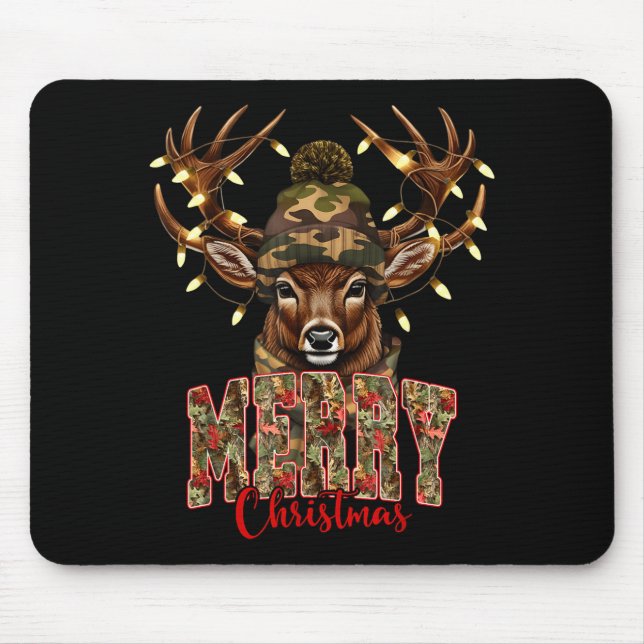 Christmas Deer Camouflage Hunting Camo Reindeer &a Mouse Pad (Front)