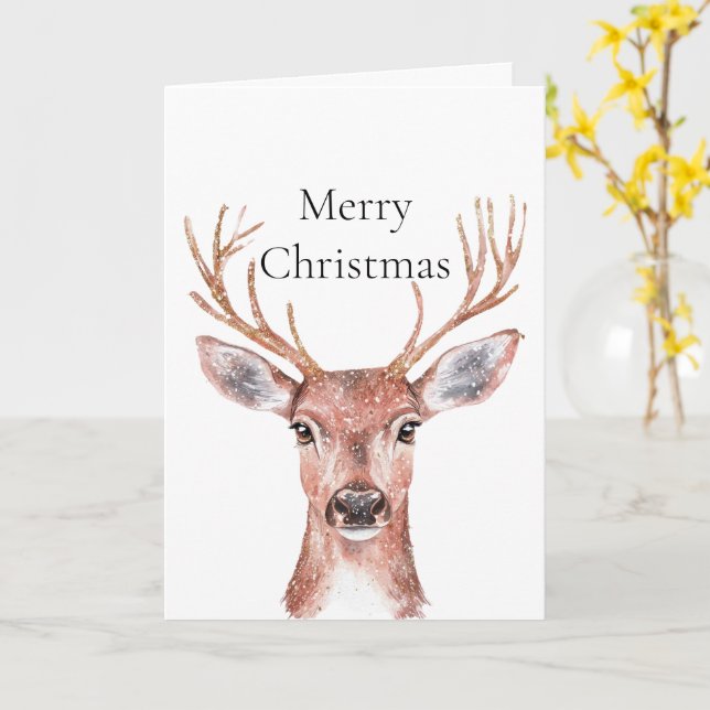 Christmas Deer Card (Yellow Flower)