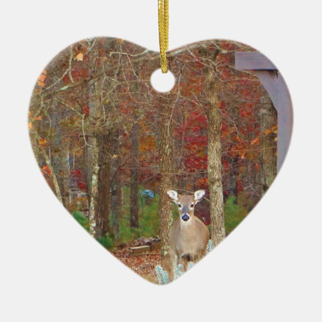 Christmas Deer Ceramic Ornament (Front)