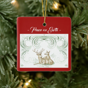 Christmas Deer Ceramic Ornament
