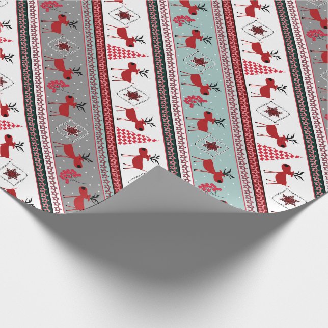 Christmas deer,Christmas trees, snowflakes, stars Wrapping Paper (Corner)