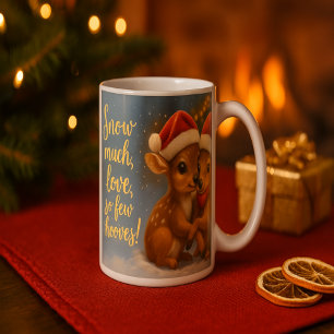 Christmas Deer Couple under Cozy Cabin Lights Coffee Mug