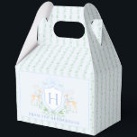 Christmas Deer Crest | Monogram Favor Box<br><div class="desc">The elegant watercolor monogram crest gives this favour box a beautiful and timeless look.   There is a floral holiday stripe patterned background

Colours include sage green and blue.

If you have any questions or need help customizing this box,  please reach out. I'm happy to help.</div>