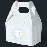 Christmas Deer Crest | Monogram Favor Box<br><div class="desc">The elegant watercolor monogram crest gives this favour box a beautiful and timeless look.   There is a floral holiday stripe patterned background

Colours include sage green and blue.

If you have any questions or need help customizing this box,  please reach out. I'm happy to help.</div>