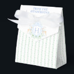 Christmas Deer Crest | Monogram Favor Box<br><div class="desc">The elegant watercolor monogram crest gives this favour box a beautiful and timeless look. There is a floral holiday stripe pattern on the lower half of the box. Colours include sage green and blue. If you have any questions or need help customizing this tag, please reach out. I'm happy to...</div>