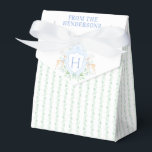 Christmas Deer Crest | Monogram Favor Box<br><div class="desc">The elegant watercolor monogram crest gives this favour box a beautiful and timeless look. There is a floral holiday stripe pattern on the lower half of the box. Colours include sage green and blue. If you have any questions or need help customizing this tag, please reach out. I'm happy to...</div>