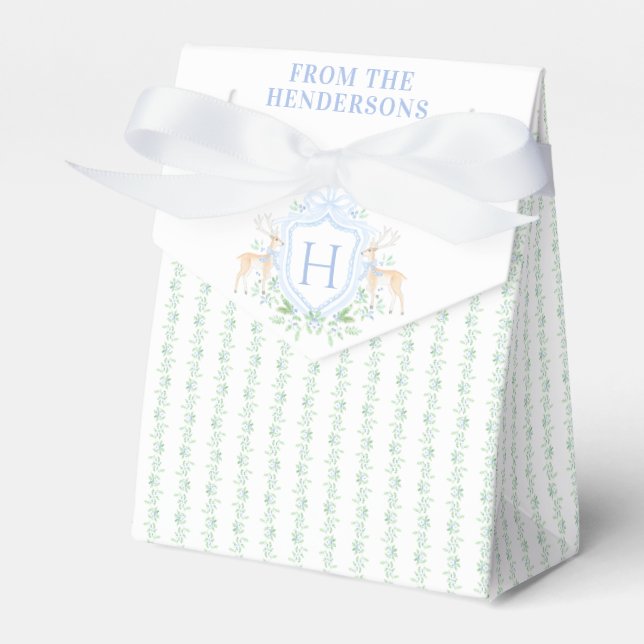 Christmas Deer Crest | Monogram Favor Box (Front Side)