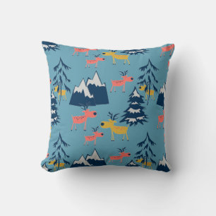 Christmas ,deer ,forest, Christmas trees, holiday Throw Pillow