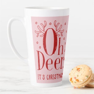 Christmas deer fun illustration latte coffee mug