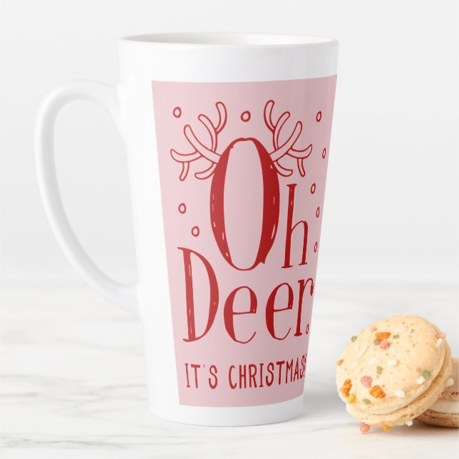 Christmas deer fun illustration latte coffee mug (In Situ)