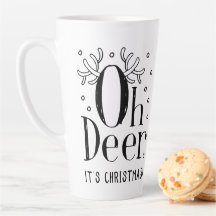 Christmas deer fun illustration latte coffee mug