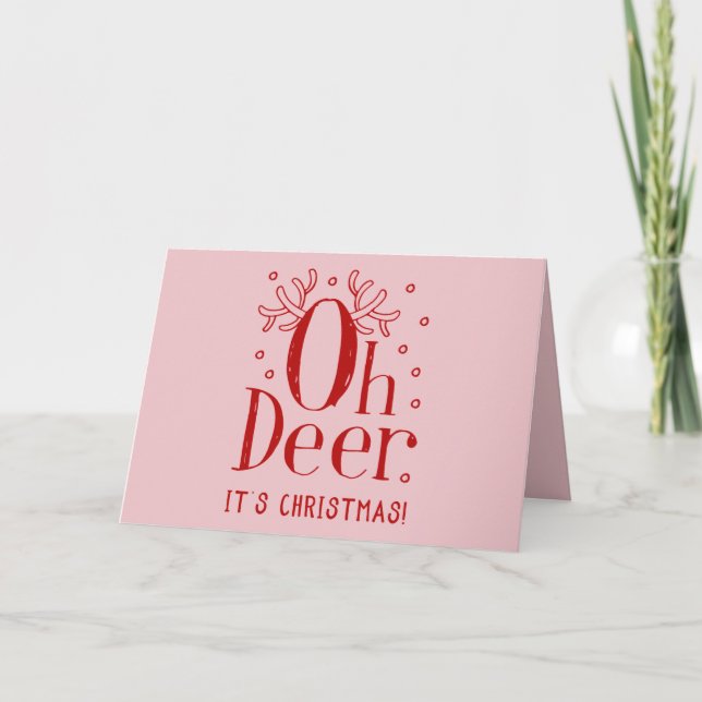 Christmas deer funny illustration holiday card (Front)