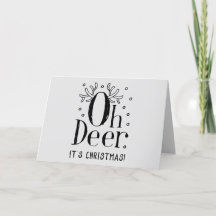 Christmas deer funny illustration holiday card