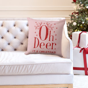 Christmas deer funny illustration throw pillow 
