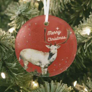 Christmas Deer Glass Ornament