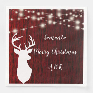 Christmas, deer head, Christmas garland, holiday Napkin