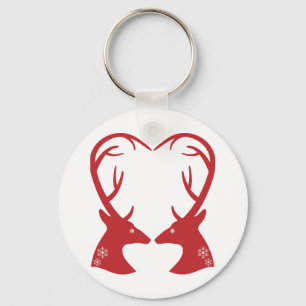 Christmas deer head heart keychain