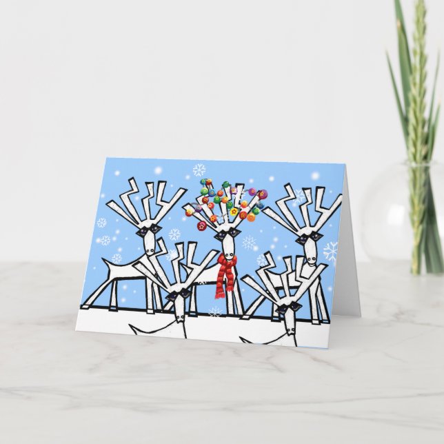 Christmas deer holiday card (Front)