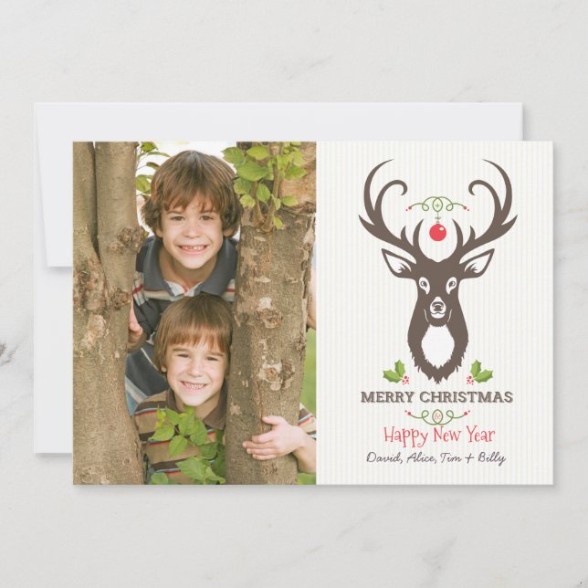 Christmas Deer Holiday Photo Card (Front)