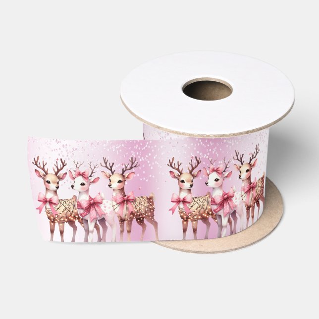Christmas Deer Holiday Satin Ribbon (Spool)