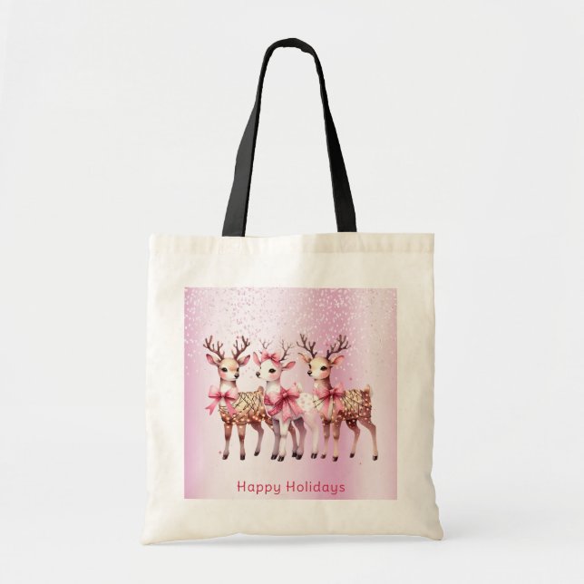 Christmas Deer Holiday Tote Bag (Front)