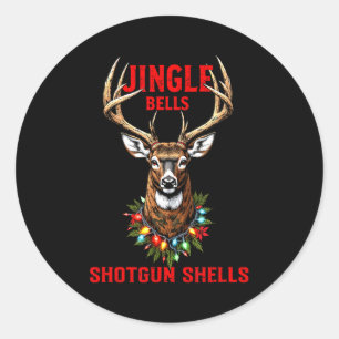 Christmas Deer Hunting Dashing Through Snow Jingle Classic Round Sticker