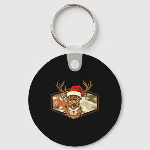 Christmas Deer Hunting Old School Camo, Xmas Hunti Keychain