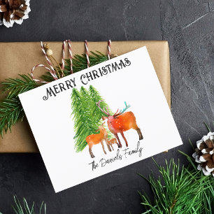 Christmas Deer in Snow Holiday Postcard